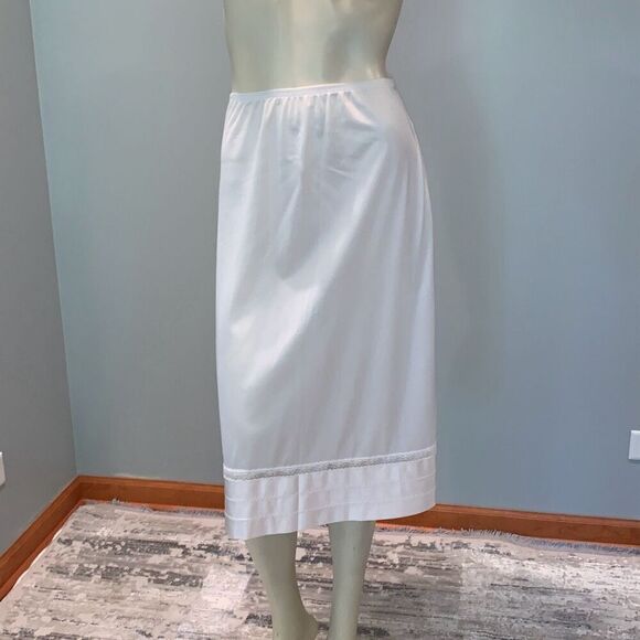 Vintage Lorraine White Long Slip Skirt Size Tall Small - Picture 1 of 12